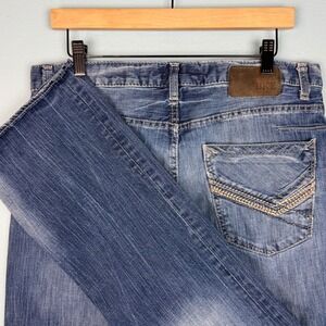 BKE Denim Tyler Straight Leg Jeans Mens 34XL 35" Inseam Blue Wash Distressed